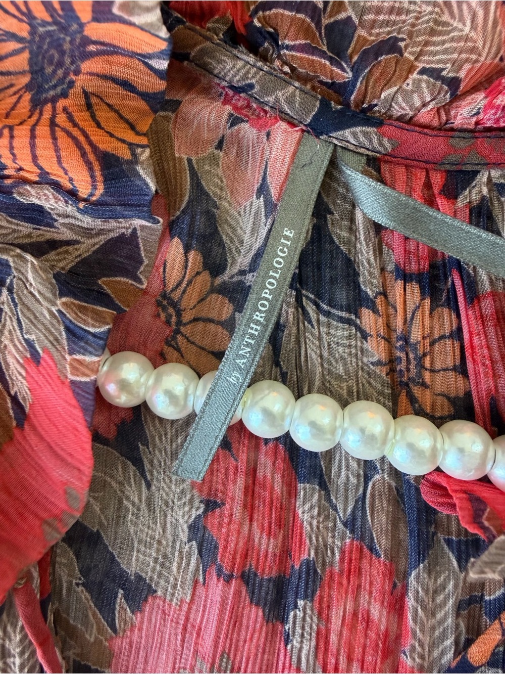 Anthropologie Floral Maxi Dress in Pink and Navy - Picture 5 of 7